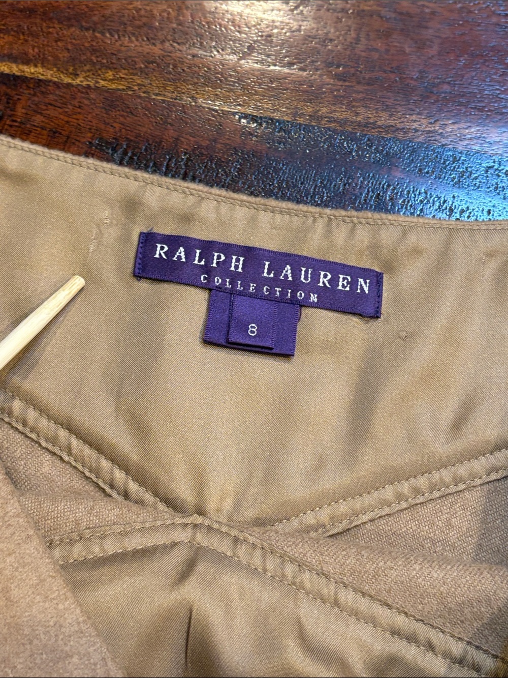 Vintage Ralph Lauren Collection 2004 Camel Wool Flared Midi Skirt size 8 - Picture 12 of 16